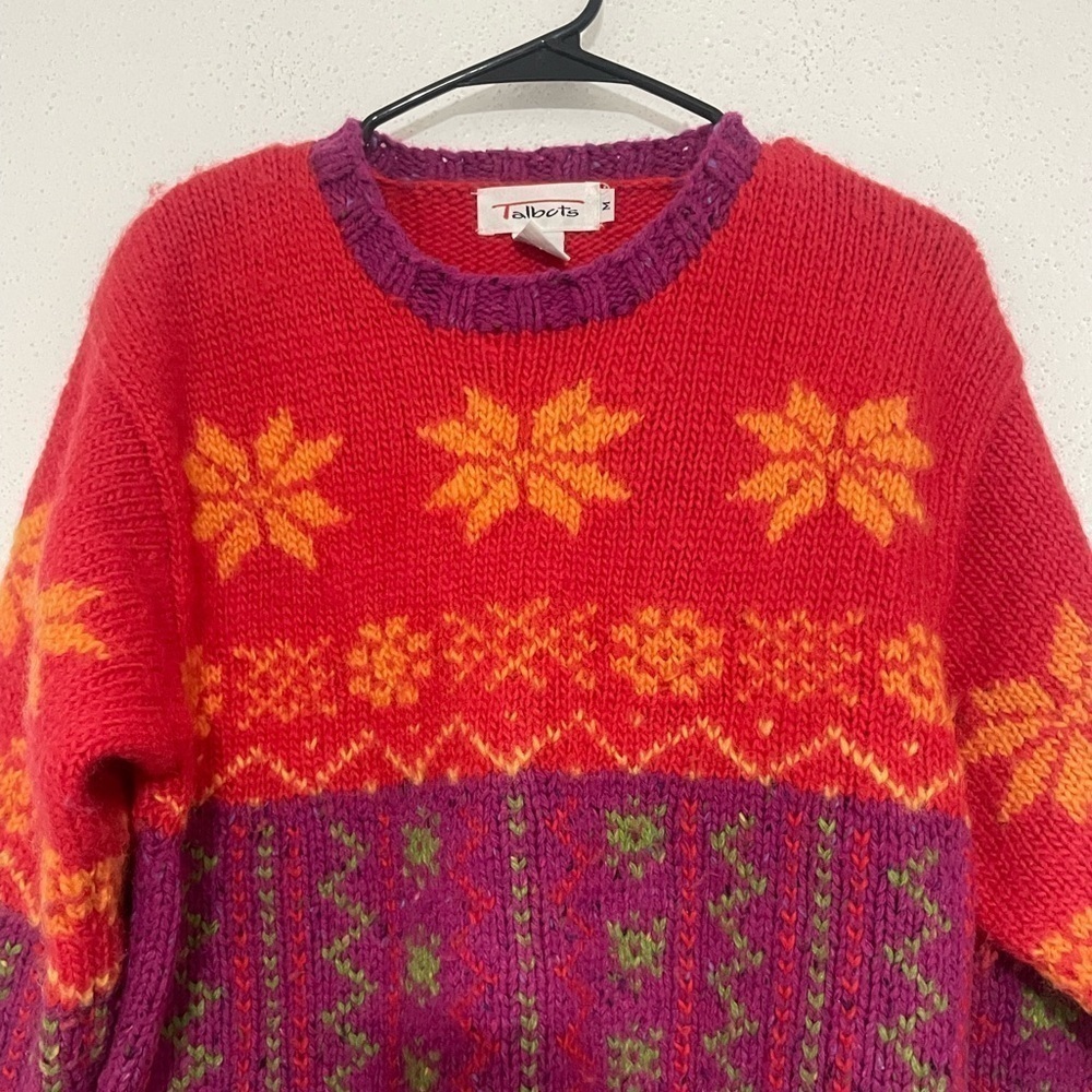 Vintage TALBOT'S Wool Sweater Women's Medium Colorful Pullover Retro - Picture 5 of 10